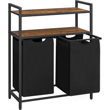 Tvättkorg Ställ 2 Fack med 2 Hyllor 73 x 33 x 91 cm