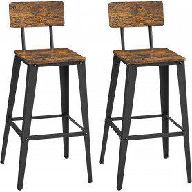 2x Barstolar 74 cm Sits Höjd - Vintage Brun/Svart