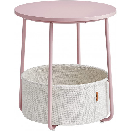 Sidobord med Tygkorg - 50 cm - Pastellrosa / Off-white