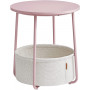 Sidobord med Tygkorg - 50 cm - Pastellrosa / Off-white