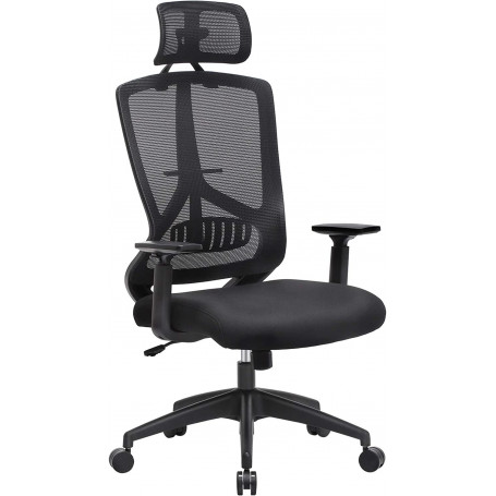 Ergonomisk Kontorsstol Mesh med Justerbar Armstöd, Nackstöd