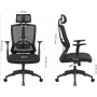Ergonomisk Kontorsstol Mesh med Justerbar Armstöd, Nackstöd