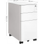 Arkivskåp med hjul Låsbar Kontorsskåp 3 Lådor Metall Vit