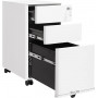 Arkivskåp med hjul Låsbar Kontorsskåp 3 Lådor Metall Vit