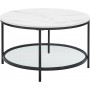 Soffbord Marmor Rund 80 x 44,5 cm Vit - Svart