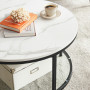 Soffbord Marmor Rund 80 x 44,5 cm Vit - Svart
