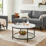 Soffbord Marmor Rund 80 x 44,5 cm Vit - Svart