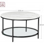 Soffbord Marmor Rund 80 x 44,5 cm Vit - Svart