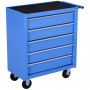 Verktygsvagn med 5 Lådor, Lås - 150 kg - Blå Metall