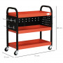 Verktygsvagn 3 Hyllplan, Kroktavla 100 kg 75 x 35 x 80 cm Metall Röd