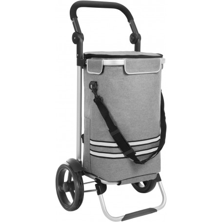 Hopfällbar shoppingvagn 35L grå aluminium & polyester med hjul avta...