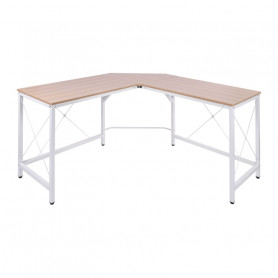 Hörn Skrivbord Ek / Vit 150×150×76 Cm – L-Format Arbetsbord Med Stå...