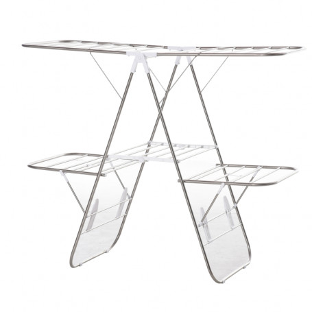 Vikbar Torkställ Flera Nivåer 138 x 60,5 x 112 cm Vit/silver