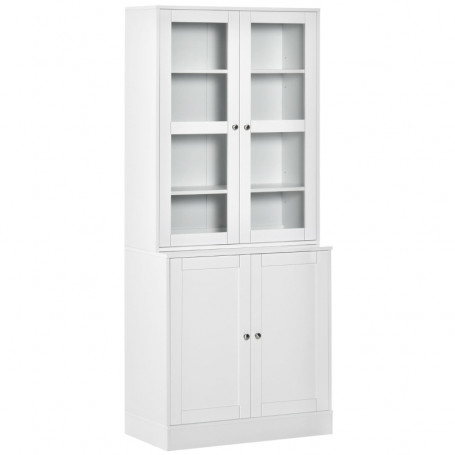 Högt Köksskåp med Vitrin 76 x 40 x 178,5 cm Vit