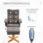 Massagefåtölj med Fotpall Träben, Mörkgrå Tyg, 145° Lutning