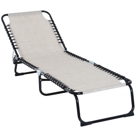 Solsäng hopfällbar 4-nivå ryggstöd beige 197 x 58 x 76 cm