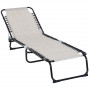 Solsäng hopfällbar 4-nivå ryggstöd beige 197 x 58 x 76 cm