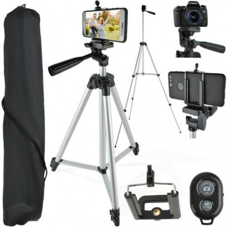 Tripod Mobilstativ Pro med Bluetooth fjärrkontroll Silver