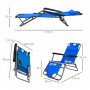 Hopfällbar Solstol / Solsäng Justerbar Blå 118 x 60 x 80 cm
