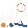 Hundträning agility set, 5 delar, inkl. hopphinder, hoppring, frisbee, slalomstång, med bärväska