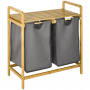 Tvättkorg Ställ med 2 Tvättpåsar 63,5 x 33 x 73 cm Bambu