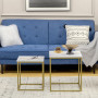 Satsbord med 2 stapelbara sidobord, marmor-look bordsskiva, guld + vit