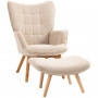 Ergonomisk Fåtölj med Fotpall Manchester-look Beige