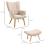 Ergonomisk Fåtölj med Fotpall Manchester-look Beige