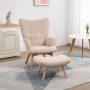 Ergonomisk Fåtölj med Fotpall Manchester-look Beige