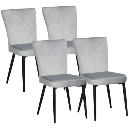 Matstolar Set 4-Pack Sammet - Ljusgrå