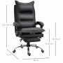 Ergonomisk Kontorsstol med Fotstöd Bekväm Läder Svart