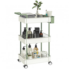 Mångsidig Rullvagn 3 Våningar med Hängkorg 50 x 29,4 x 77 cm