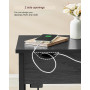 Sidobord / Sängbord med Inbyggd Eluttag, USB-portar och Förvaringsficka 31,5 x 60 x 60 cm