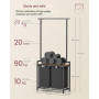 Tvättkorg Ställ 2 x 46L med Klädstång 73 x 33 x 177 cm