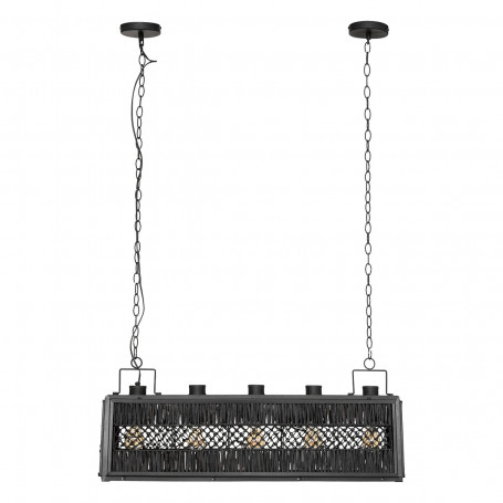 Pendellampa Metall Svart 5 Lampor L.93 cm