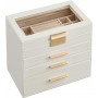 Smyckeskrin 4 Skikt med Glaslock - Vit 15,3 x 25,1 x 21,5 cm