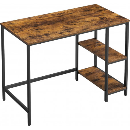Skrivbord med 2 Hyllor 100 x 50 x 75 cm Industriell Vintage Brun