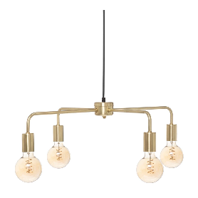 Pendellampa Guld Metall 4 Lampor "Keli" D.69 cm