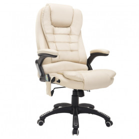 Kontorsstol med Massagefunktion i 6-Punkt Ergonomisk Läder Beige