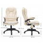 Kontorsstol med Massagefunktion i 6-Punkt Ergonomisk Läder Beige