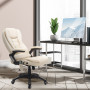 Kontorsstol med Massagefunktion i 6-Punkt Ergonomisk Läder Beige