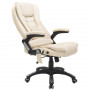 Kontorsstol med Massagefunktion i 6-Punkt Ergonomisk Läder Beige