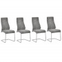 4x Matstolar Set Grå Rostfritt Stål Sammet Tyg