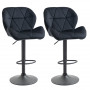 2 st Barstolar Ergonomisk Sammet Svart Sits H. 60-81,5 cm