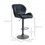 2 st Barstolar Ergonomisk Sammet Svart Sits H. 60-81,5 cm