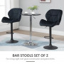 2 st Barstolar Ergonomisk Sammet Svart Sits H. 60-81,5 cm