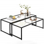 Soffbord Set 2st Glasskiva Metallram Svart 119 x 56 x 44,5 cm