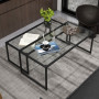 Soffbord Set 2st Glasskiva Metallram Svart 119 x 56 x 44,5 cm