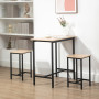Barbord Set i Industriell Design Bord med 2 Pallar Svart / Ek 80 x 50 x 85 cm