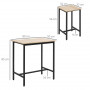 Barbord Set i Industriell Design Bord med 2 Pallar Svart / Ek 80 x 50 x 85 cm